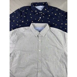 Banana Republic Luxe Poplin Short Sleeve Short Lot Of 2 Size XL All Over Print
